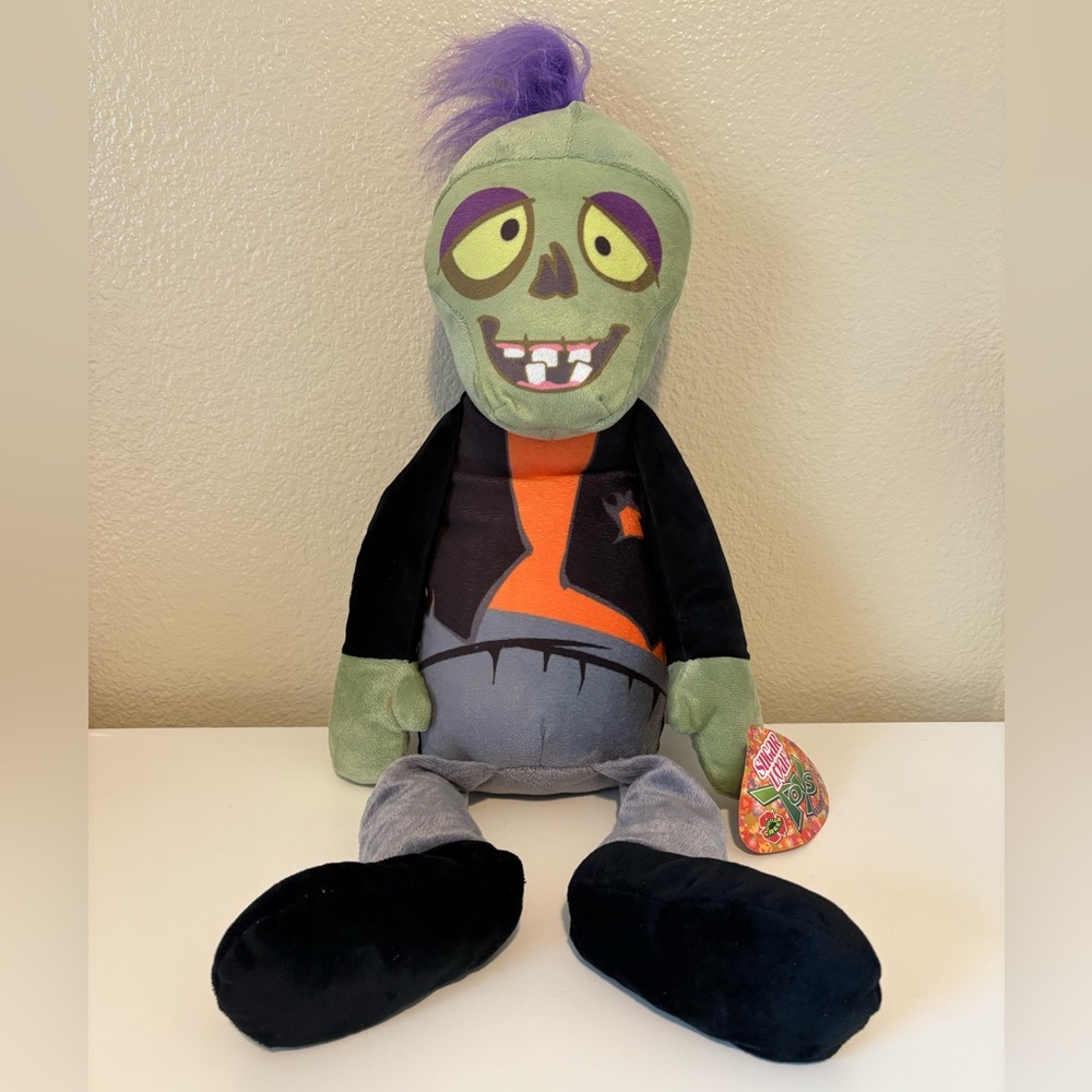2014 Sugar Loaf Plants Vs Zombies Purple Hair Zombie Plush W/Tag 16” Halloween